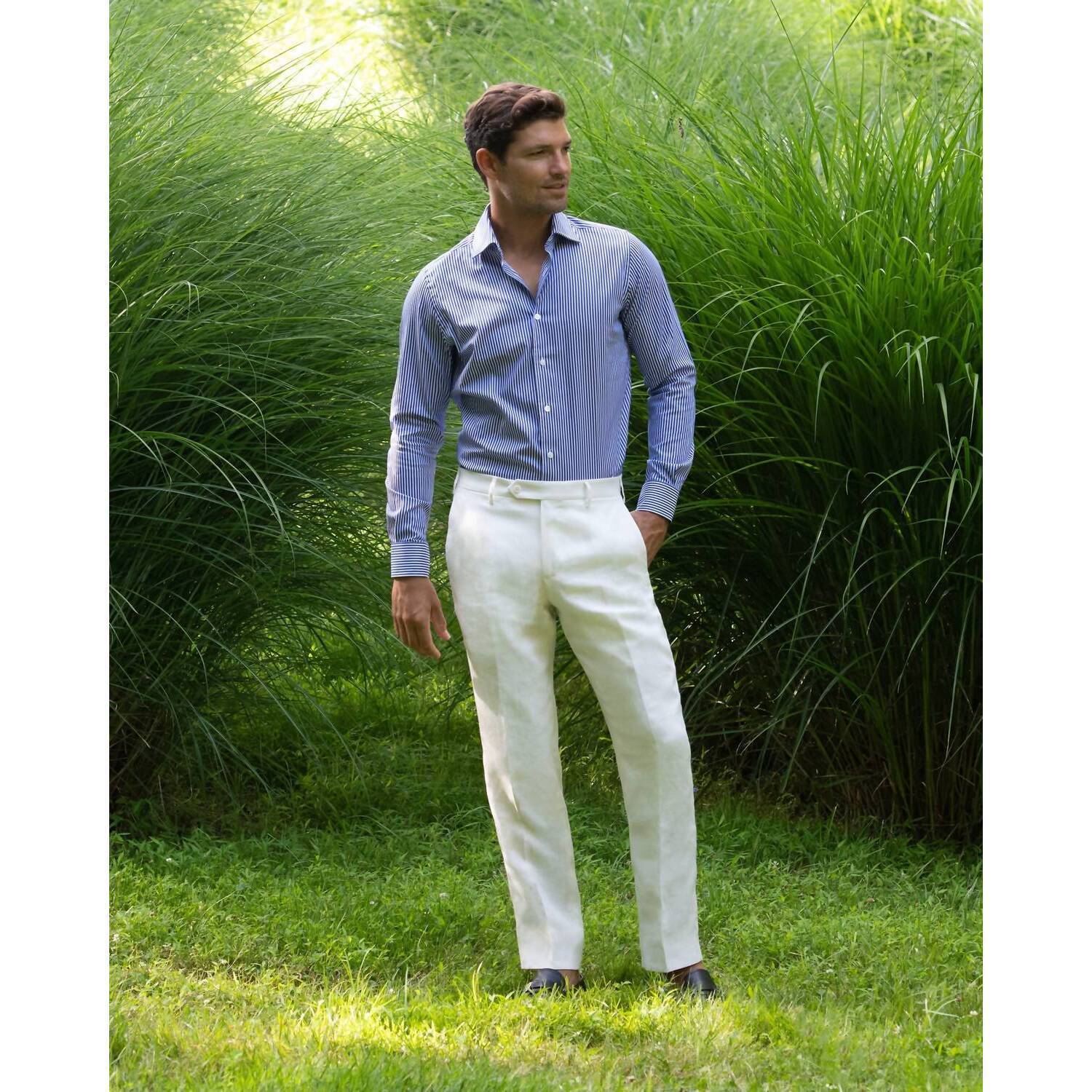 New Zanella Parker Subalpino Italian Linen Trouser In Winter White